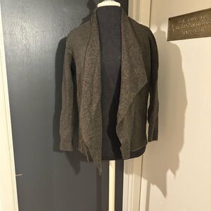 💜 Eileen Fisher Green Open Front Waterfall Cardigan